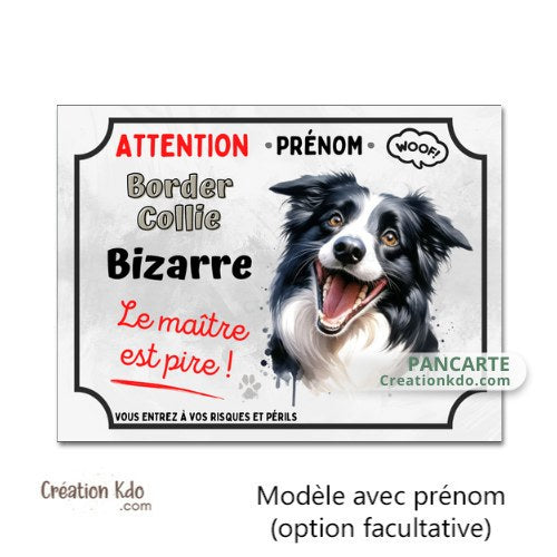 panneau border collie bizarre humour attention au chien portail plaque je monte la garde pancarte personnalisée