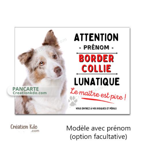 panneau border collie rouge merle attention au chien portail plaque je monte la garde pancarte