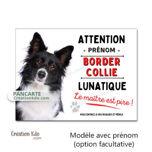 panneau border collie attention au chien lunatique personnalisé photo portail plaque je monte la garde pancarte