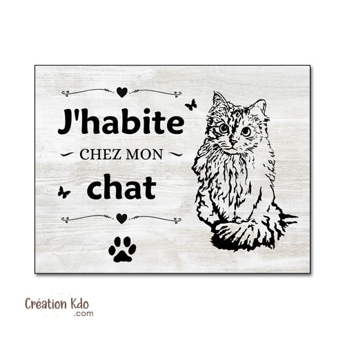 panneau j'habite chez mon chat plaque