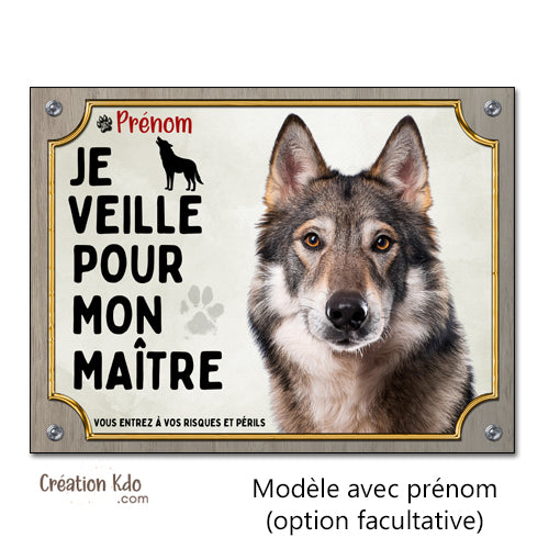 Plaque Old Inuit Dog Je veille pour mon maître Panneau portail chien