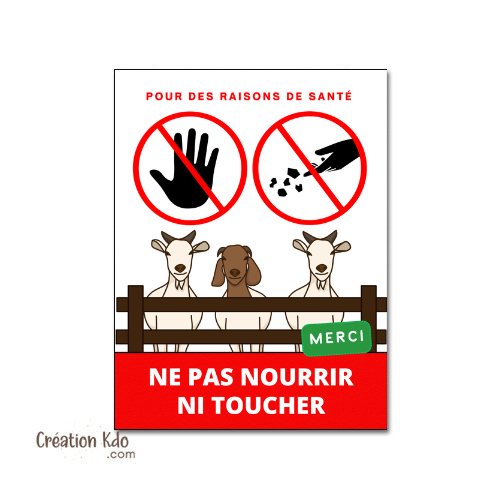 panneau ne pas nourrir ni toucher chèvres plaque ne pas donner à manger aux animaux pancarte