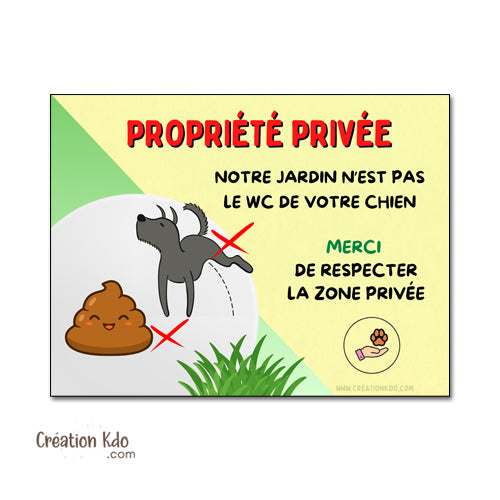 Plaque de propreté canine panneau stop aux déjections canine propriété privée jardin pas de pipi ici signalétique
