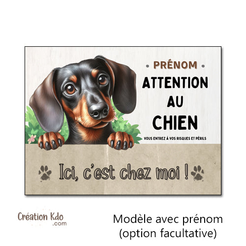 panneau teckel attention au chien plaque je monte la garde pancarte personnalisée