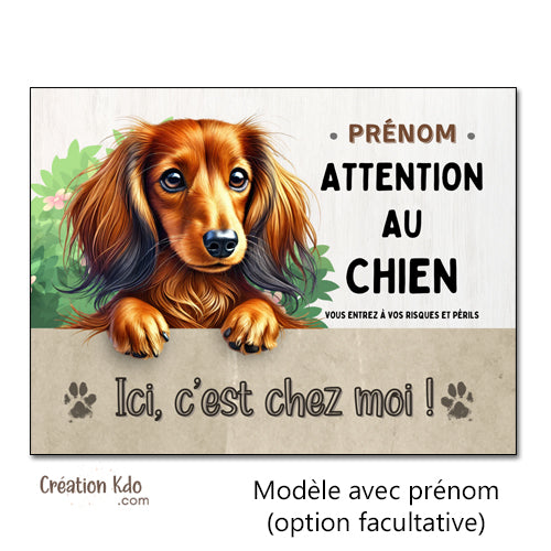 panneau teckel attention au chien plaque monte la garde portail