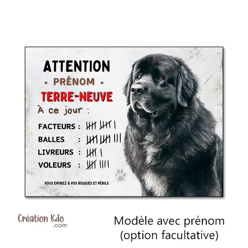 Plaque Terre-Neuve Humour "À ce jour" - Décompte Facteurs & Livreurs - Panneau