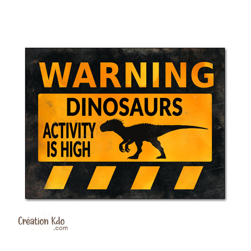 panneau danger dinosaure rétro area jurassic world indoraptor indominus rex