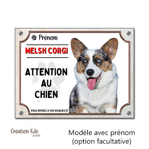 Panneau de Garde Welsh Corgi Bleu Merle - Plaque de Signalisation en Aluminium personnalisable
