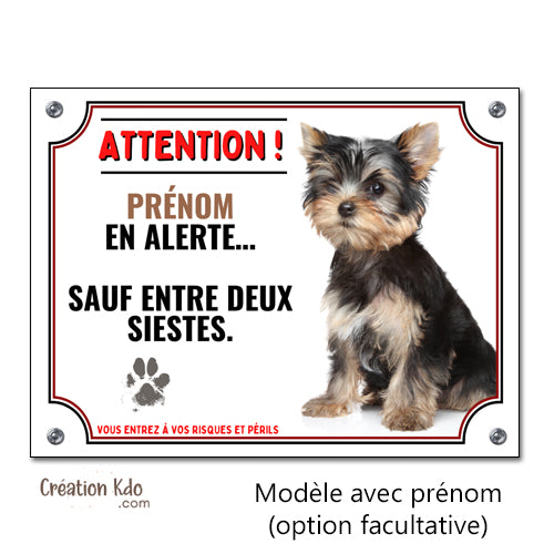 plaque humour yorkshire attention au chien panneau portail