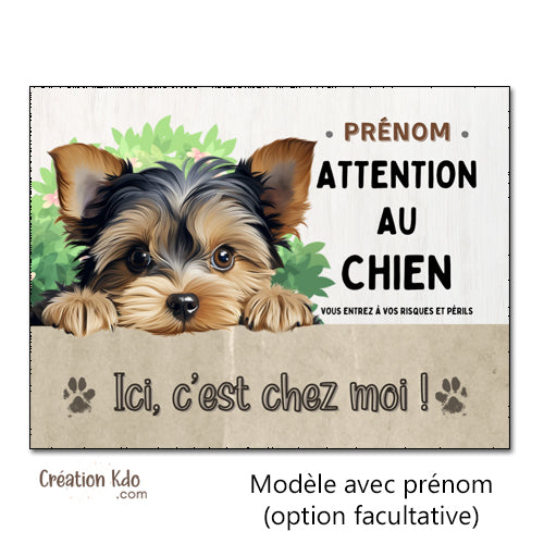 plaque yorkshire attention au chien panneau portail je monte la garde