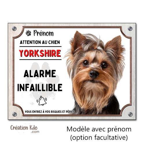 plaque yorkshire humour panneau je monte la garde pancarte chien