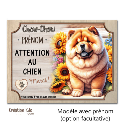 plaque attention au chien chow chow panneau portail je monte la garde personnalisé