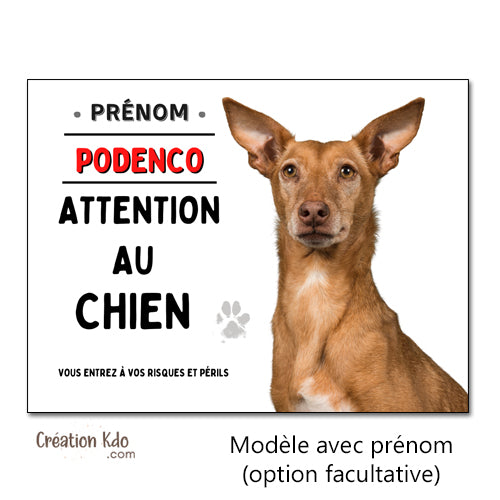 Podenco Plaque Attention au chien Panneau de portail