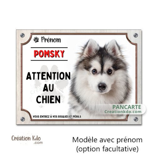 pomsky plaque attention au chien panneau portail je monte la garde pancarte