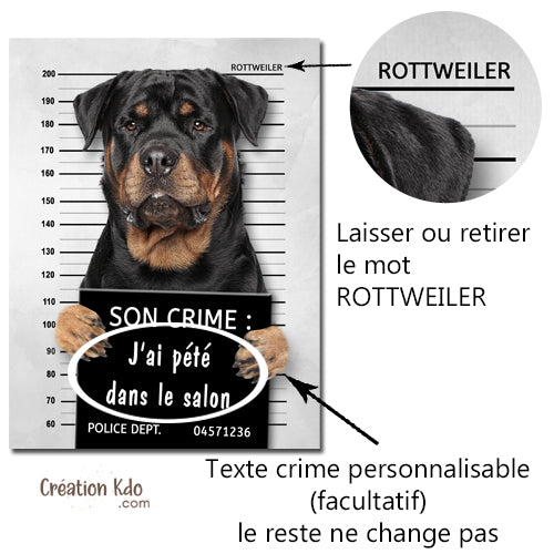 plaque humour rottweiler pancarte prisonnier chien portail