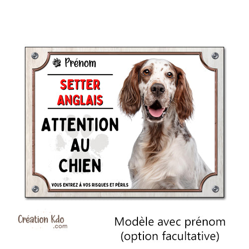 plaque setter anglais attention au chien panneau monte la garde
