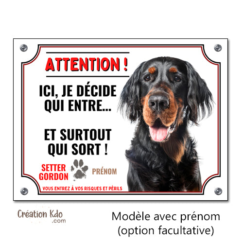 plaque entre qui veut sort qui peut chien setter gordon panneau portail monte la garde à personnaliser