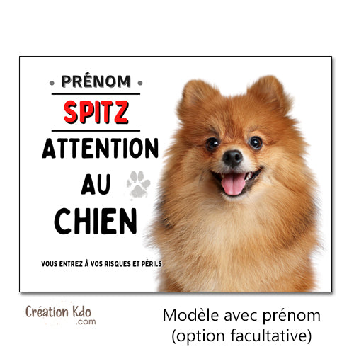 Spitz Plaque classique Attention au chien Panneau portail