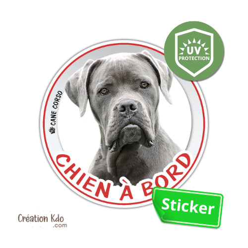 sticker cane corso chien à bord photo autocollant voiture rond