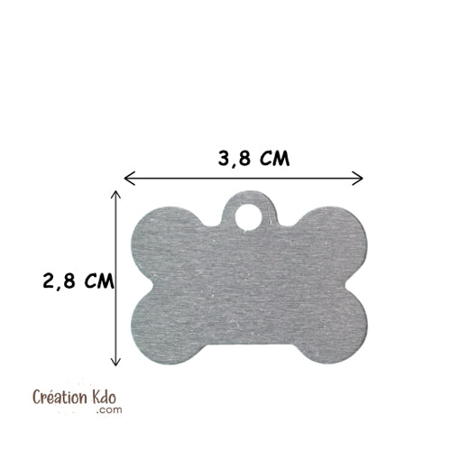 Médaille chien personnalisée motif chic forme os