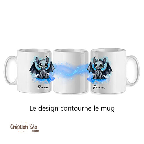 Mug Dragon noir nocturne tasse chibi et kawaii