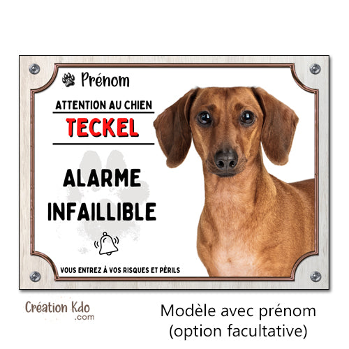 panneau attention au chien teckel lunatique plaque monte la garde portail personnalisable