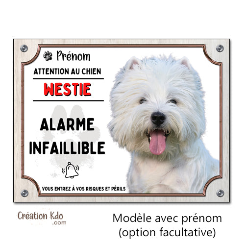 plaque westie attention au chien panneau portail je monte la garde