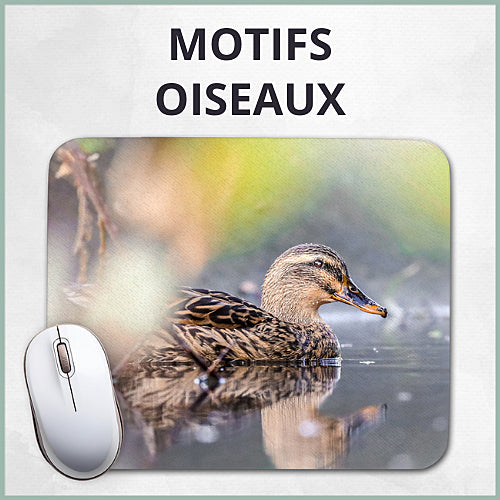 Tapis de souris motifs oiseaux et plumes