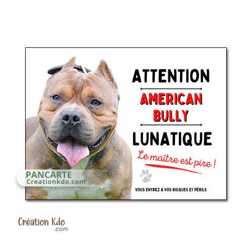 american bully plaque je monte la garde panneau attention au chien pancarte portail