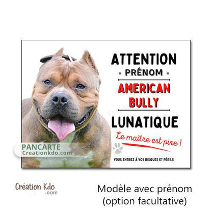 american bully plaque je monte la garde panneau attention au chien pancarte portail personnalisé