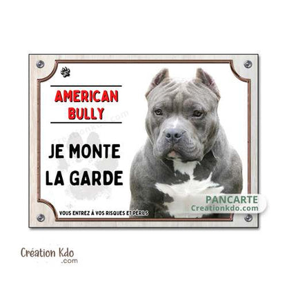 american bully plaque attention au chien panneau portail je monte la garde
