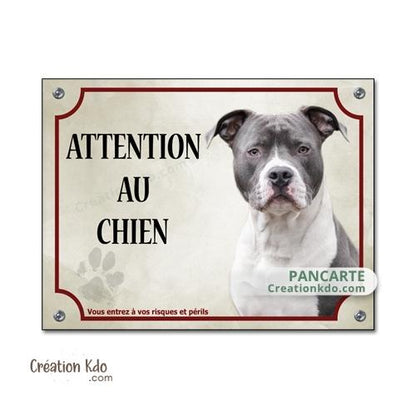 plaque american staff attention au chien panneau portail je monte la garde amstaff Staffordshire