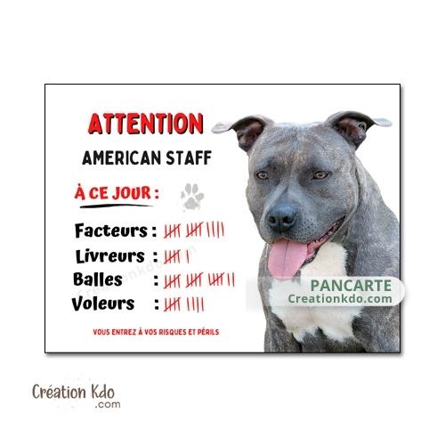 panneau staff je monte la garde plaque attention au chien à ce jour humour american staffordshire