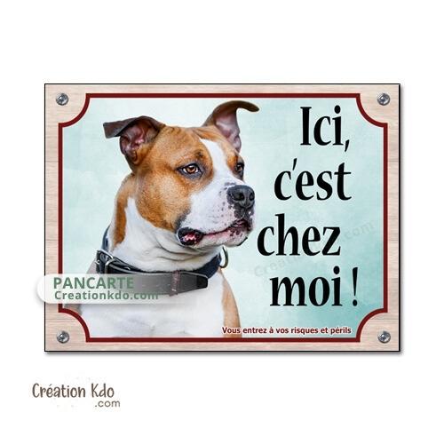 panneau je monte la garde portail chien american staff plaque
