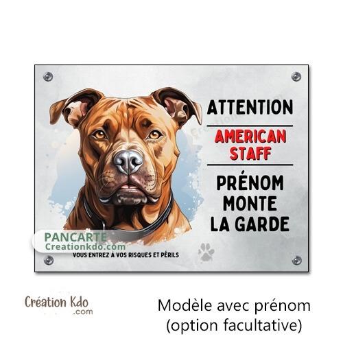 plaque chien amstaff je monte la garde personnalisé american staff panneau portail