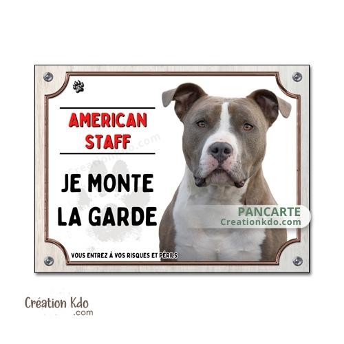 plaque american staff je monte la garde panneau amstaff stafforshire portail chien