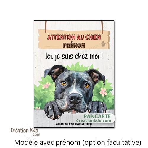 plaque american staff gris attention au chien panneau portail je monte la garde amstaff Staffordshire