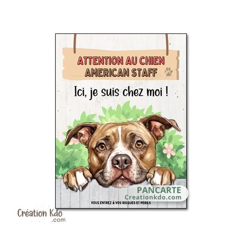 plaque american staff attention au chien panneau portail je monte la garde amstaff Staffordshire