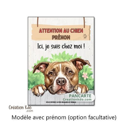 plaque american staff attention au chien panneau portail je monte la garde amstaff Staffordshire