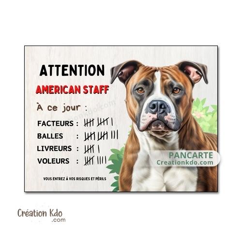 panneau american staff amstaff à ce jour je monte la garde plaque chien portail