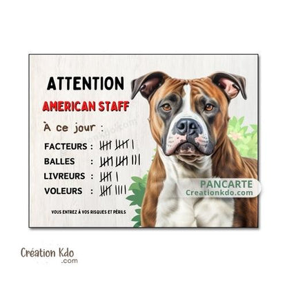 panneau american staff amstaff à ce jour je monte la garde plaque chien portail