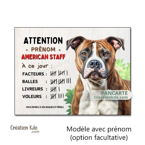panneau american staff amstaff à ce jour je monte la garde plaque chien portail