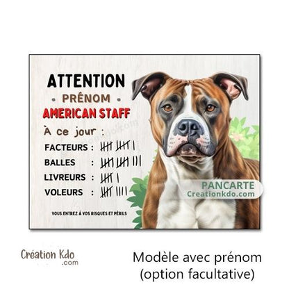 panneau american staff amstaff à ce jour je monte la garde plaque chien portail