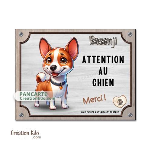 plaque attention au chien basenji panneau portail chien dessin animé pixar portrait