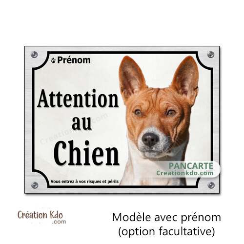 plaque basenji panneau attention au chien je monte la garde personnalisé