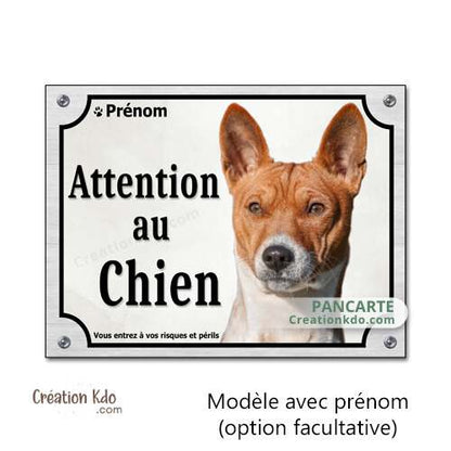 plaque basenji panneau attention au chien je monte la garde personnalisé