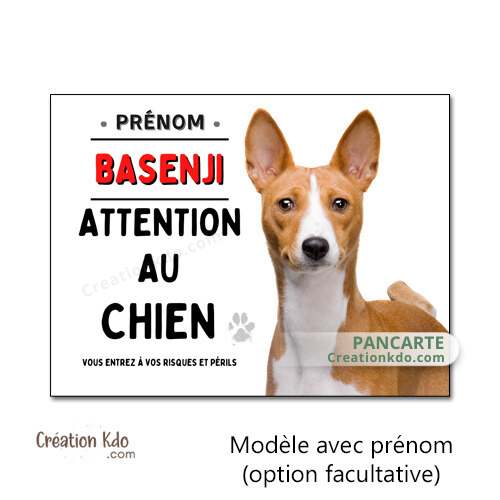 plaque basenji panneau attention au chien je monte la garde personnalisé