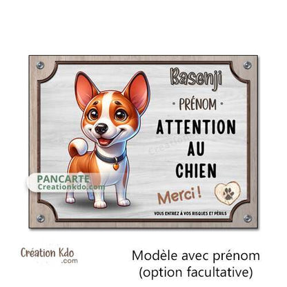 plaque attention au chien basenji panneau portail chien dessin animé pixar portrait