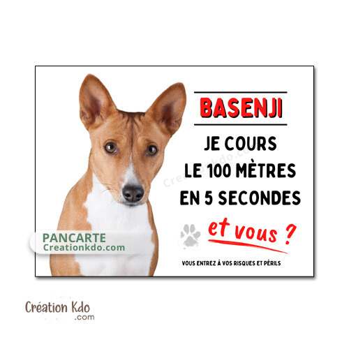 plaque humour basenji panneau attention au chien je monte la garde personnalisée