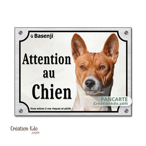 plaque basenji panneau attention au chien je monte la garde